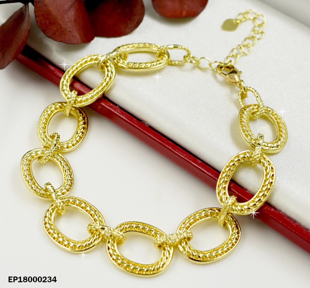 PULSERA DORADA ESLABÓN OVALADO GRABADO