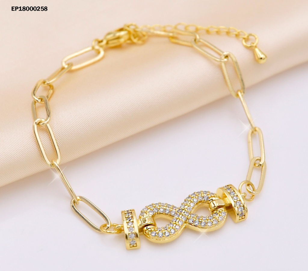 PULSERA ESLABON ALARGADO DIJE INFINITO ZIRCONIAS
