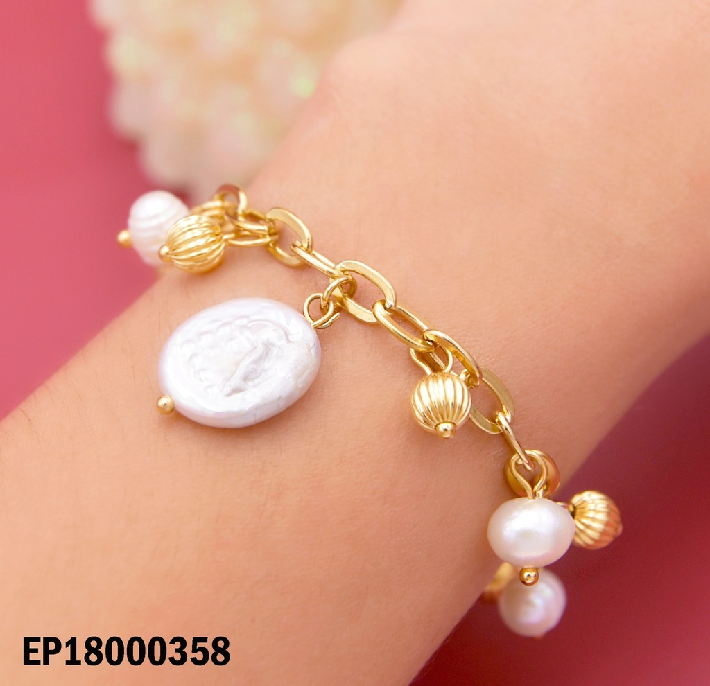 PULSERA ESLABON PERLA CULTIVA DEL RIO