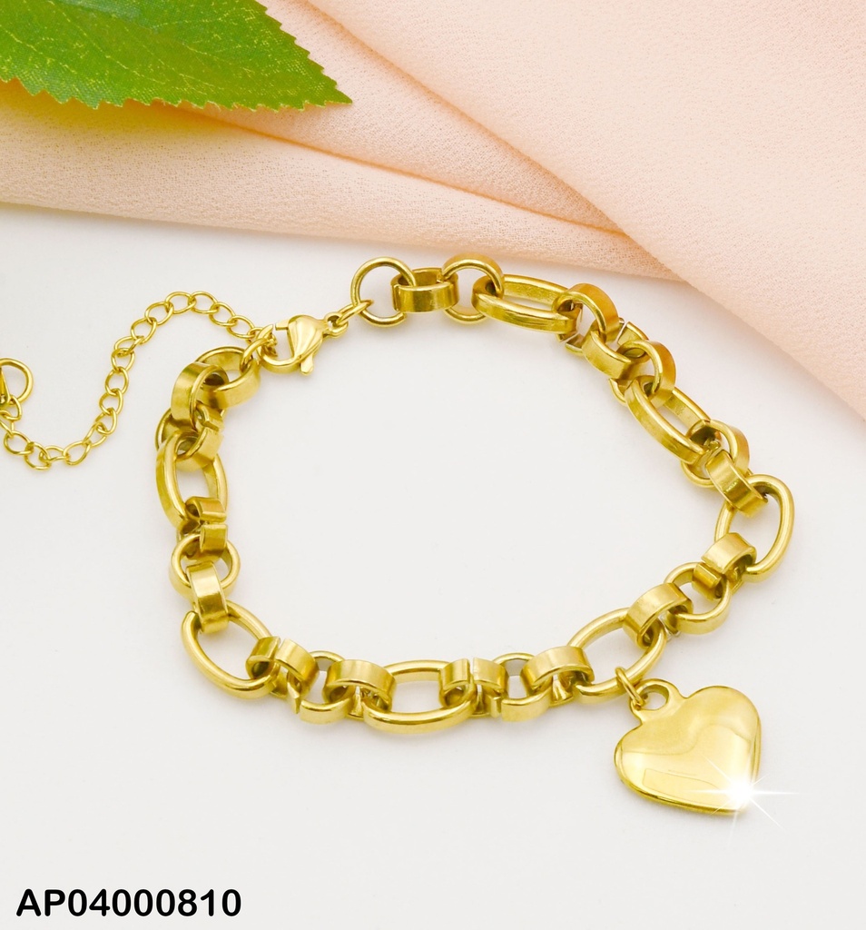 PULSERA ESLABONES GRANDE DIJE CORAZÓN INF.
