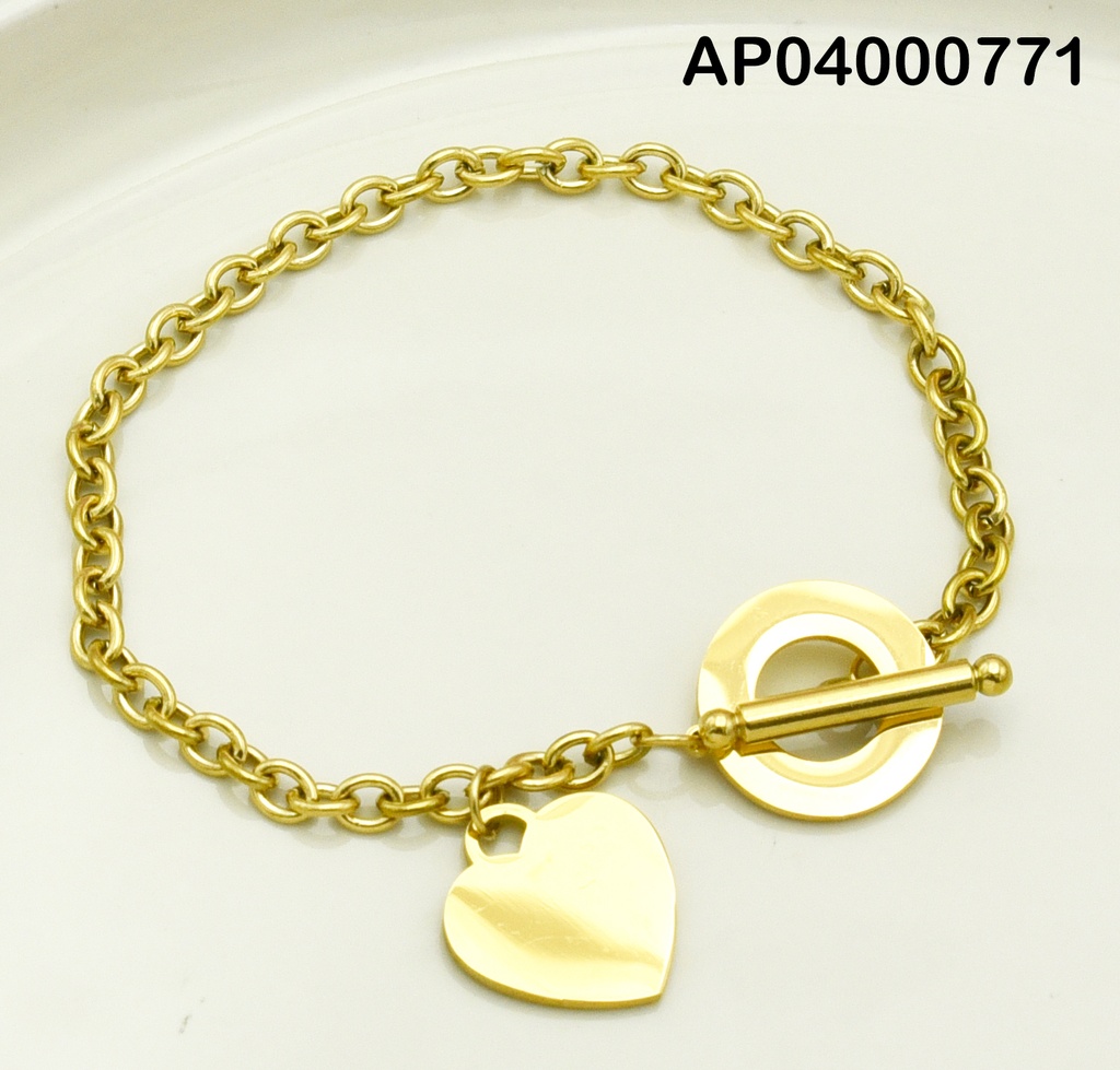 PULSERA ESTILO TIFFANY PLACA CORAZÓN Y O