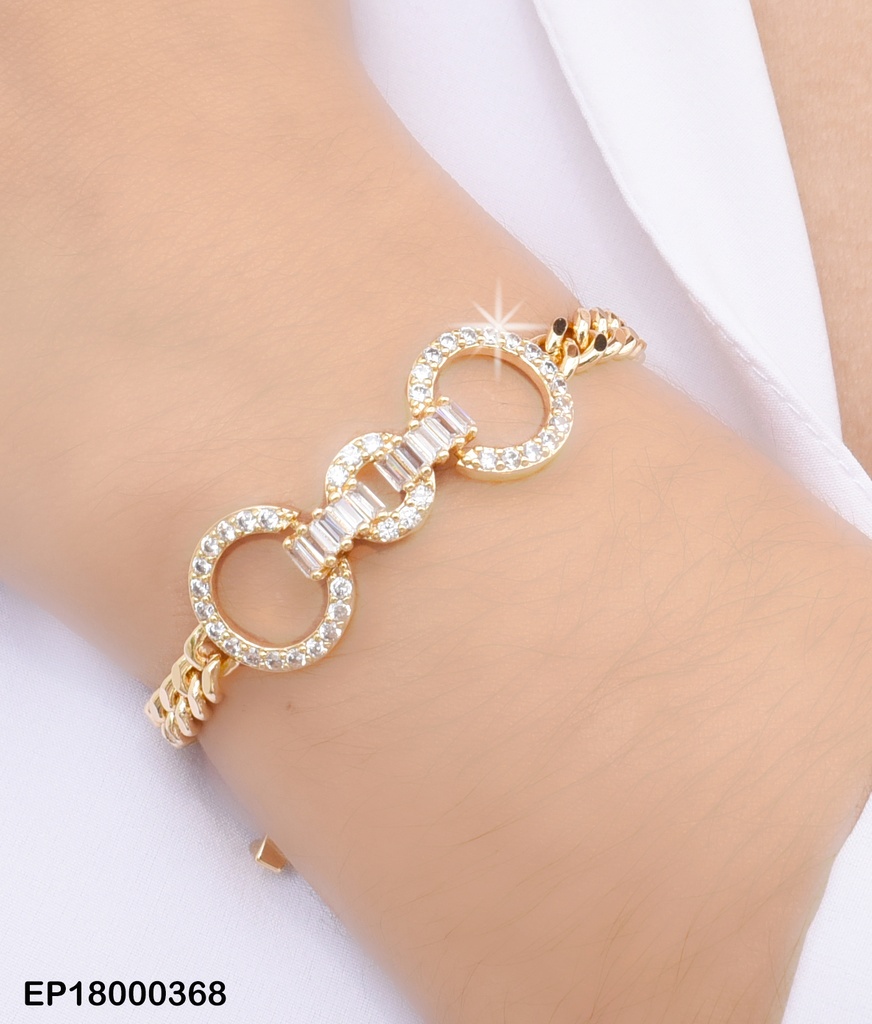 PULSERA MARTILLADA 3 CÍRCULOS ZIRCONIAS