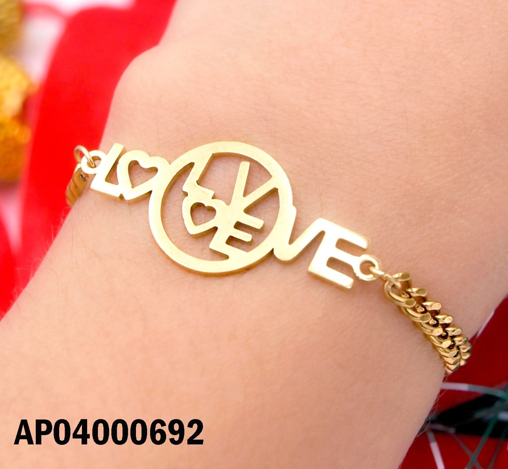 PULSERA MARTILLADA CENTRO:"LOVE"EN CÍRCULO