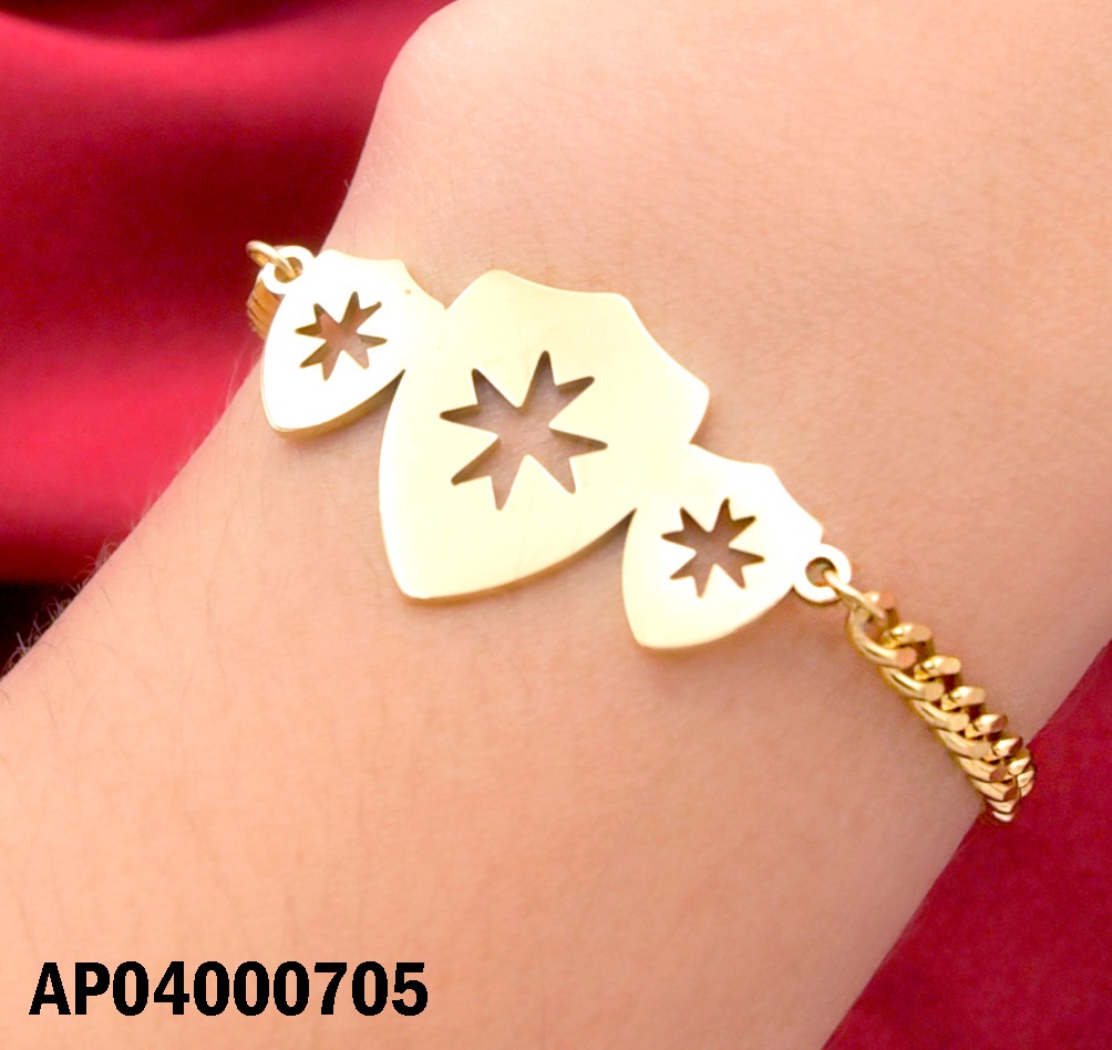 PULSERA MARTILLADA CENTRO:3 ESCUDOS CON CRUCES