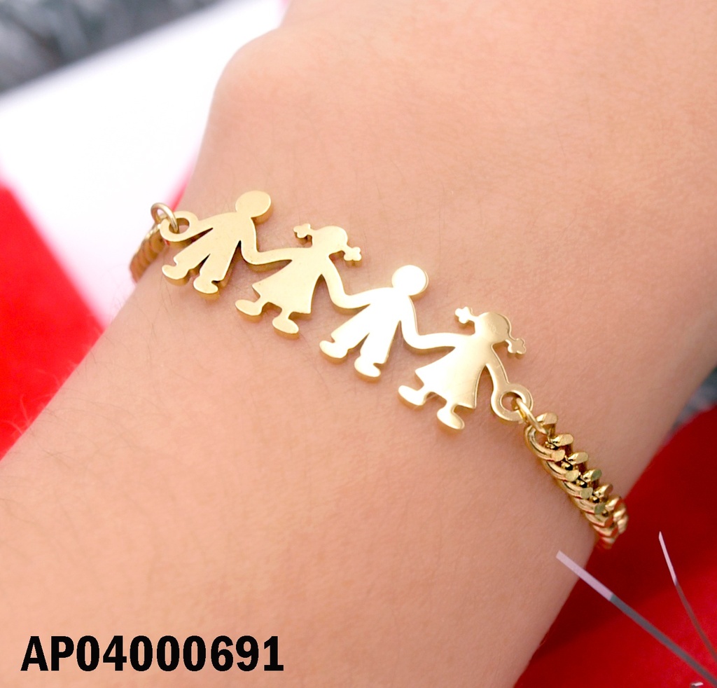 PULSERA MARTILLADA CENTRO:PLACAS NIÑOS AGARRADOS