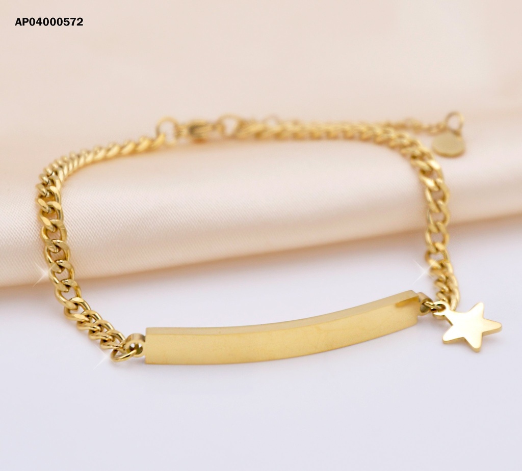 PULSERA MARTILLADA CON PLACA DIJE ESTRELLA