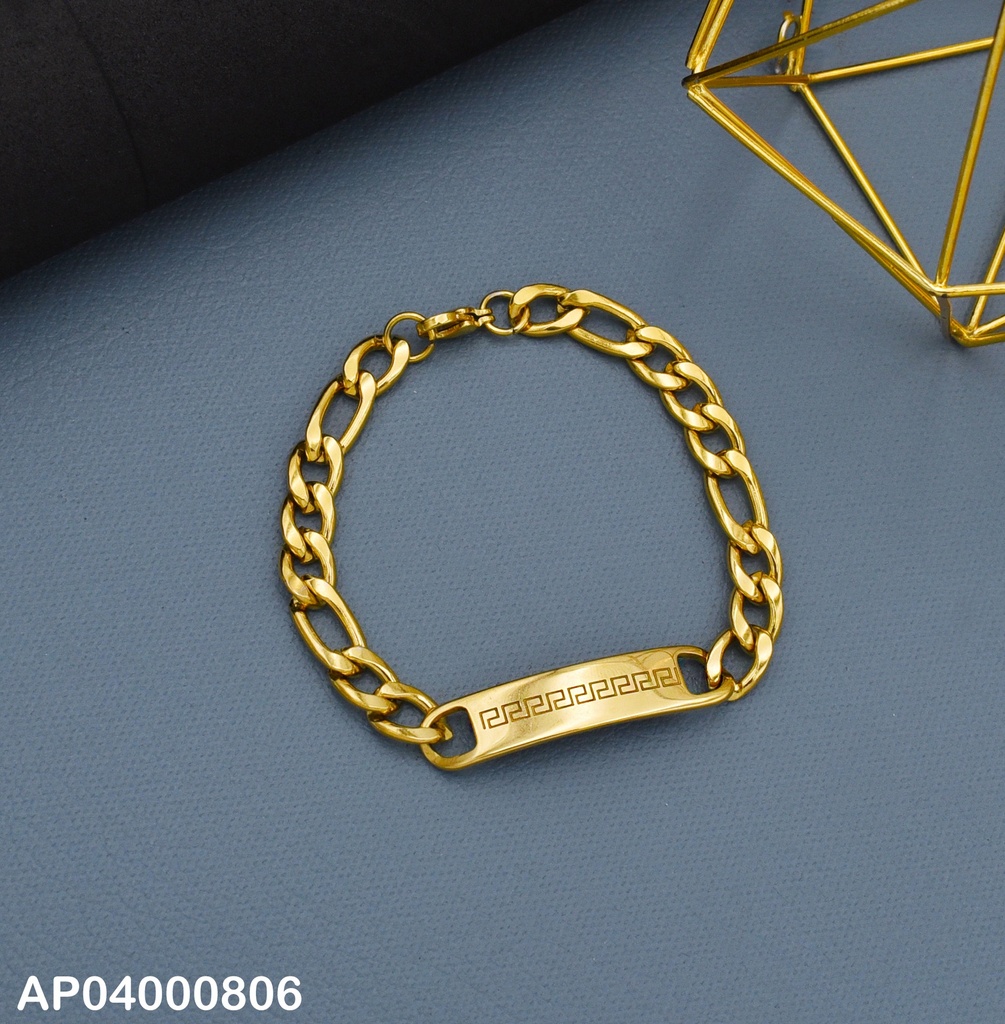 PULSERA MARTILLADA CON PLACA GRABADO MAYA 21CM