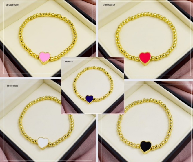 PULSERA PELOTITAS DORADAS DIJE CORAZÓN COL.VARIOS