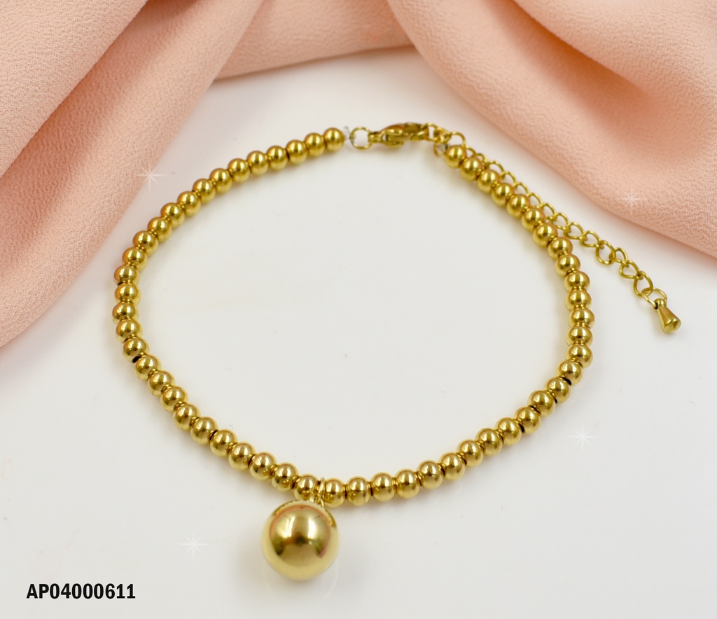 PULSERA PELOTITAS DORADAS DIJE PELOTA DORADA GRANDE