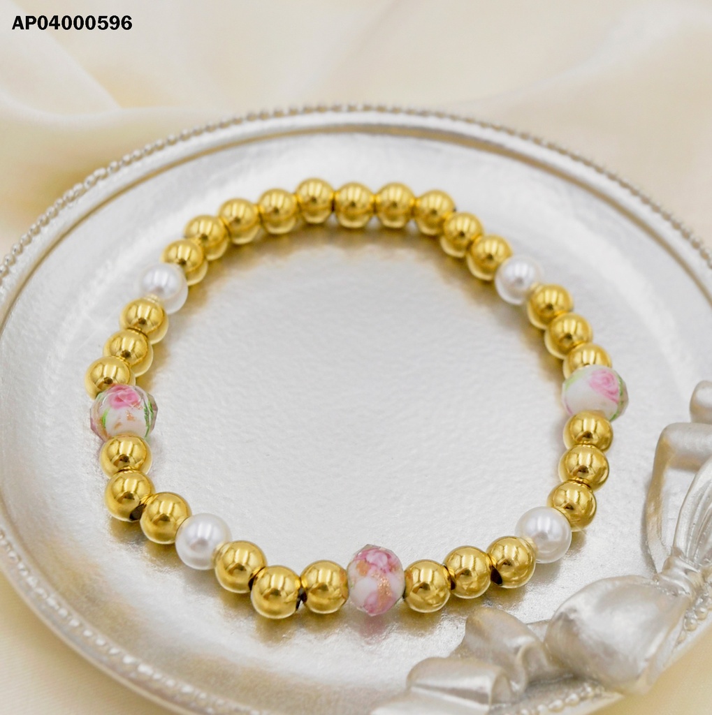 PULSERA PELOTITAS DORADAS/PELOTITAS COL.
