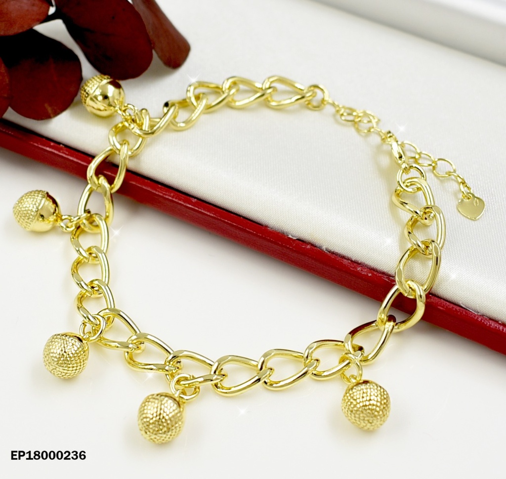 PULSERA PELOTITAS MITAD LISAS/GRABADAS