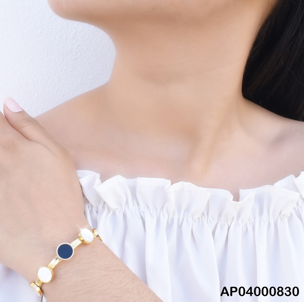 PULSERA PLACAS RD DORADA/BLANCA/⚫/BLANCA/DORADA