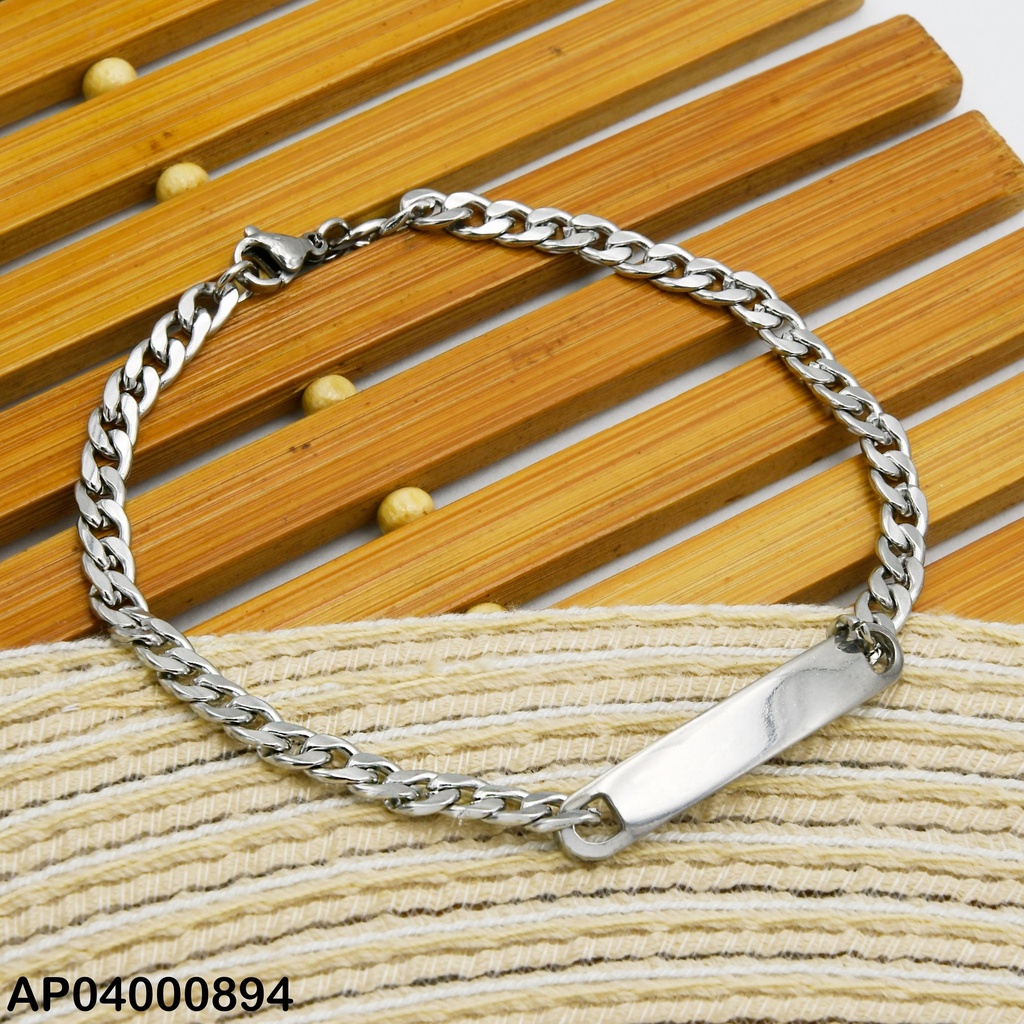 PULSERA PLATEADA C/PLACA MARTILLADA 1.2NK 002F1483-86