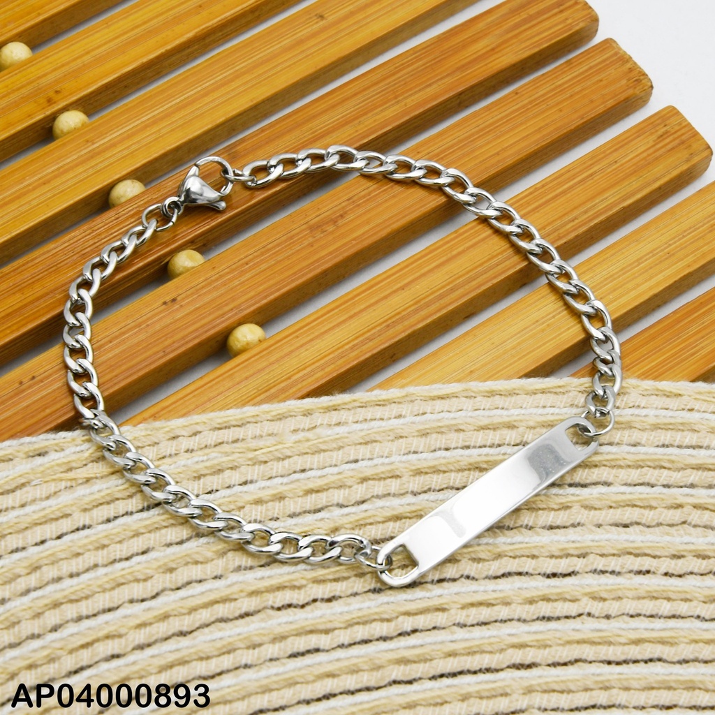 PULSERA PLATEADA ESLABONES UNIF.C/PLACA 1.0NK