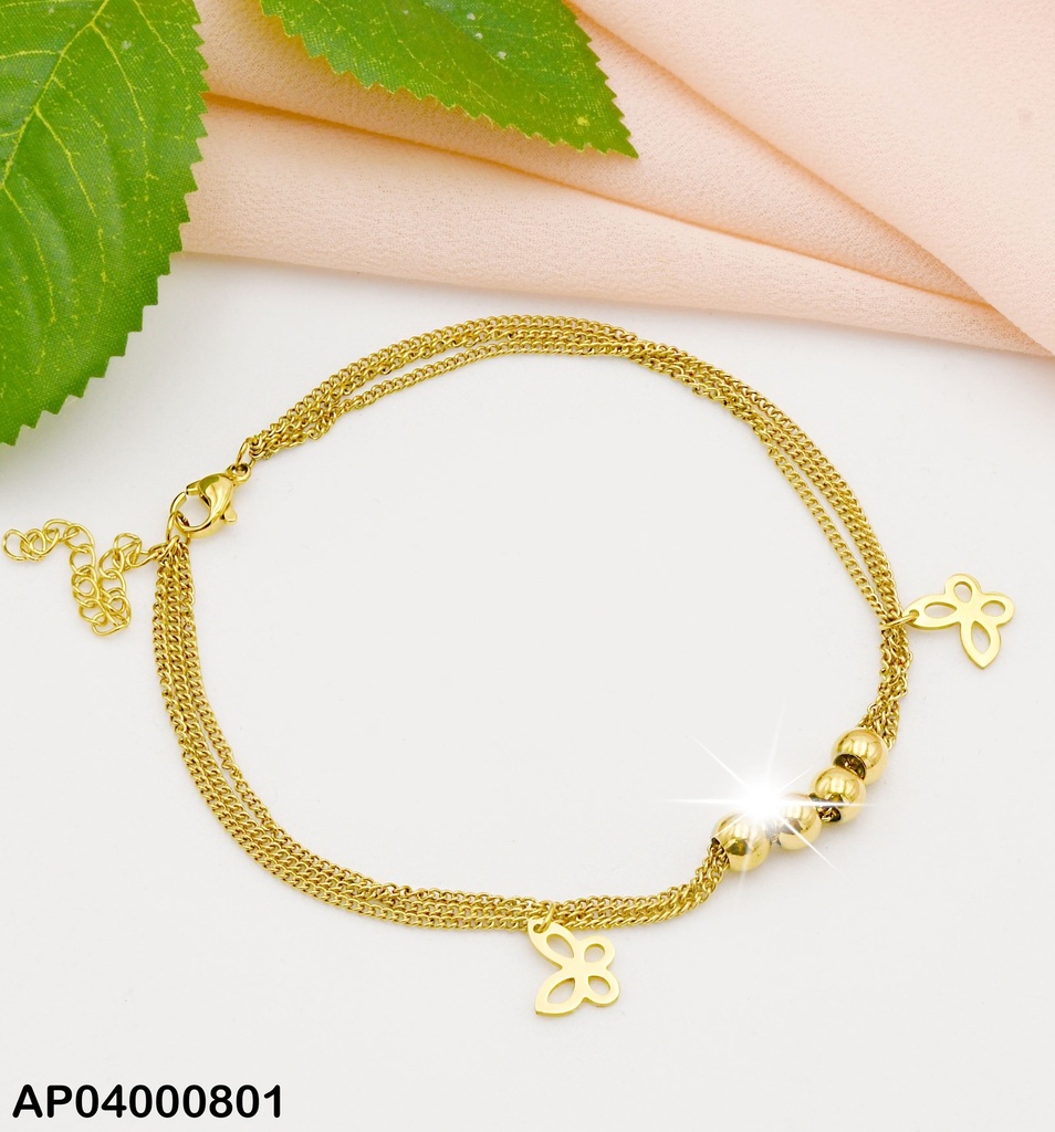PULSERA TRIPLE CADENITA 🟡🟡🟡🟡COLGANTES 2 MARIPOSAS
