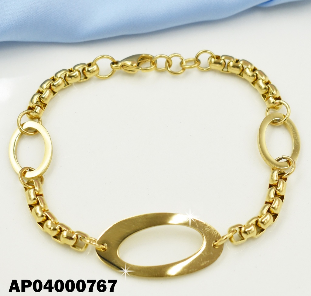 PULSERA ÓVALOS DORADOS ESLABONES CADENA
