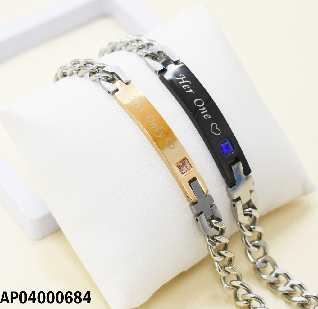 PULSERAS GRUESAS P/PAREJA "HER ONE"/"HIS ONLY"