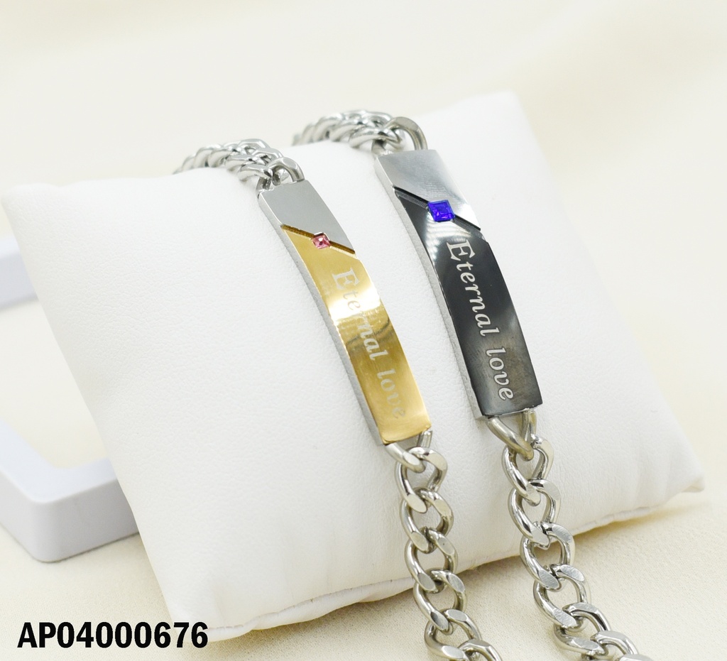 PULSERAS P/PAREJA ZIRCONIA🟦/🟥"ETERNAL LOVE"