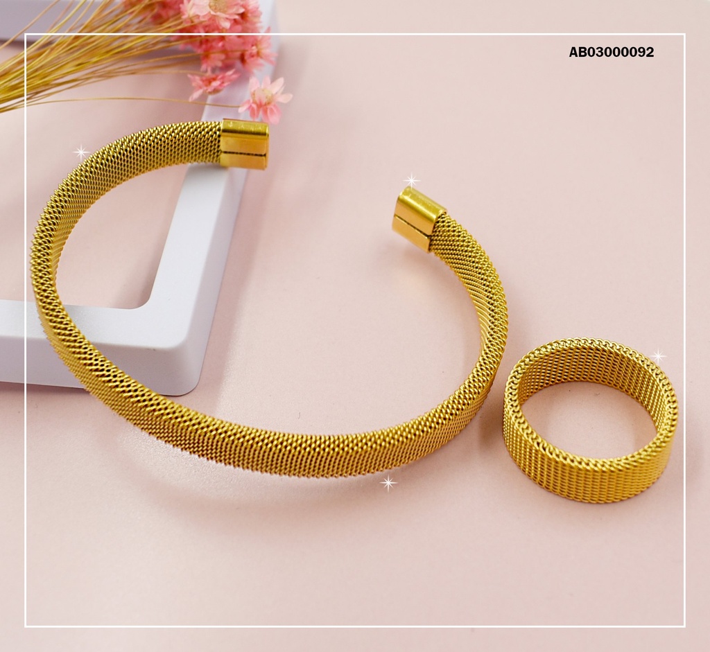 SET BRAZALETE CON ANILLO ESTILO MALLA