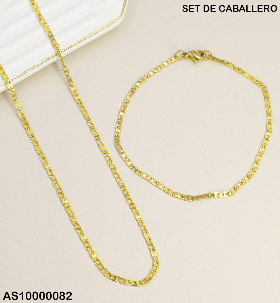 SET CADENA/PULSERA 2.5 NK FINA DORADA MARTILLADA 54CM