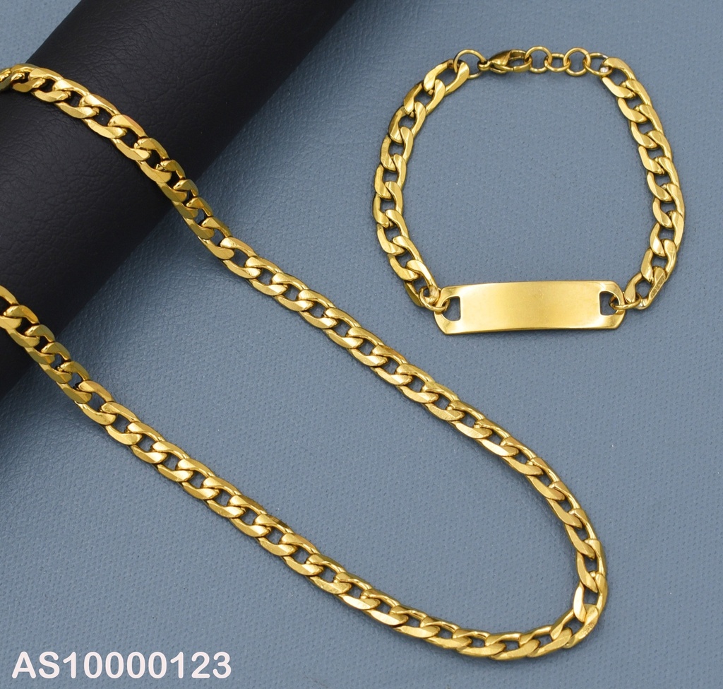 SET CADENA/PULSERA DORADA C/PLACA 1.8NK P682
