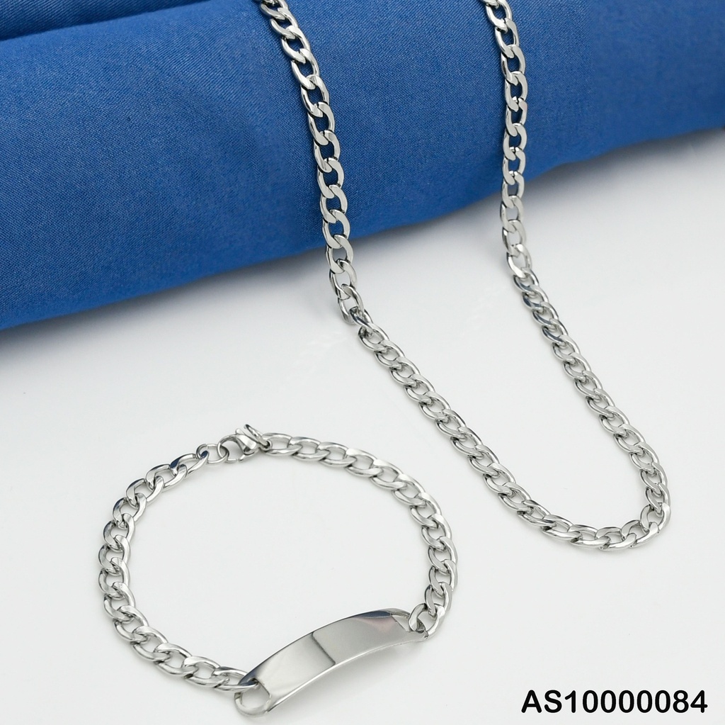 SET CADENA/PULSERA PLATEADA ESLAB.UNIF. 1.6NK