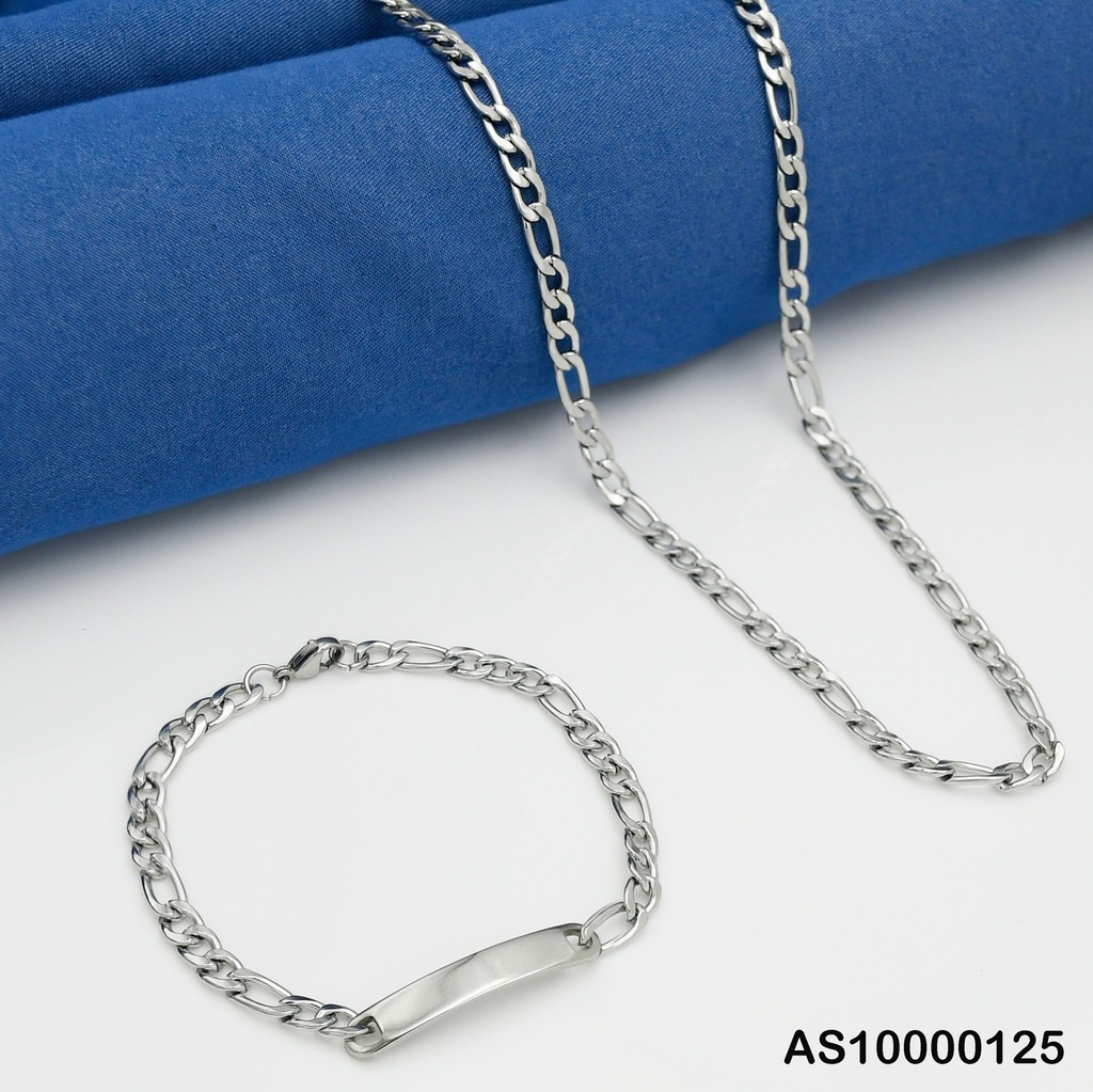 SET CADENA/PULSERA PLATEADA MARTILLADA 1.4NK P673