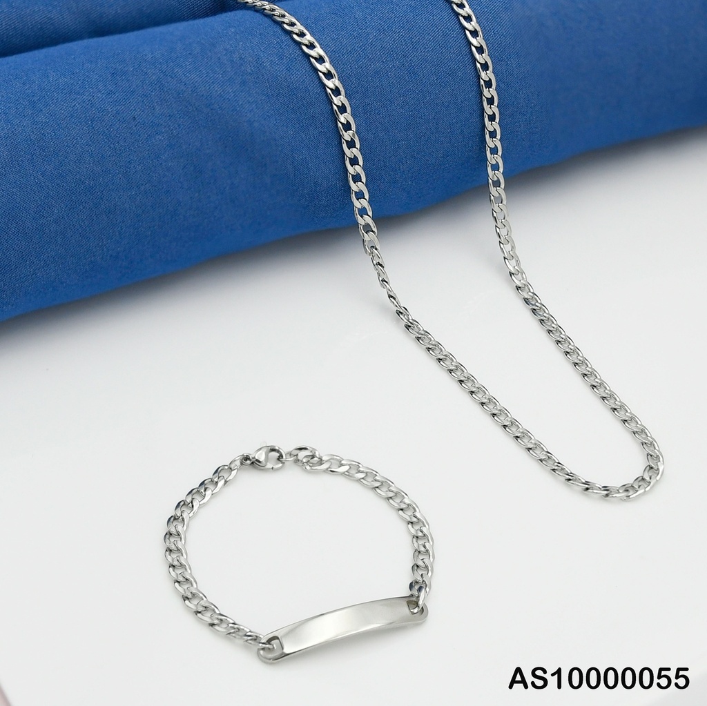 SET CADENA/PULSERA PLATEADA MARTILLADA ESLAB.UNIF.  1.2NK