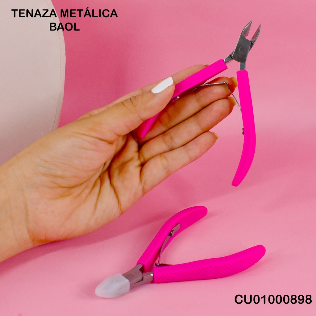 TENAZA METÁLICA CON PROTECTOR FUCSIA BAOL Q-X5166R