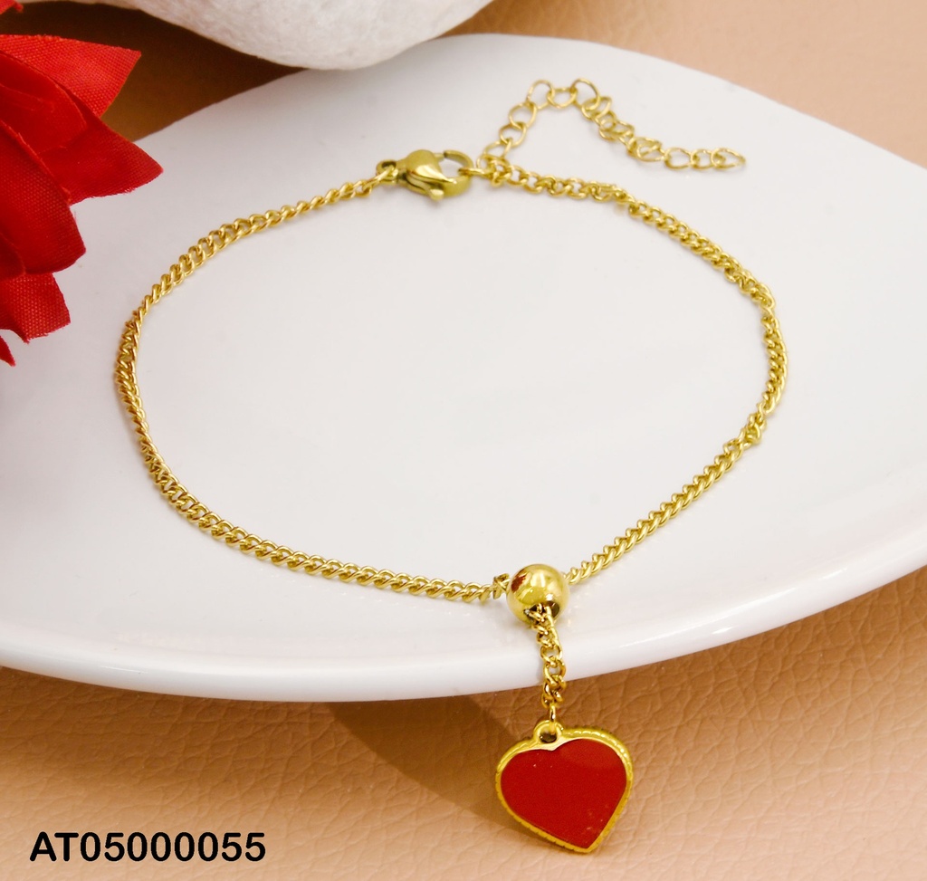 TOBILLERA  COLGANTE CORAZÓN ROJO