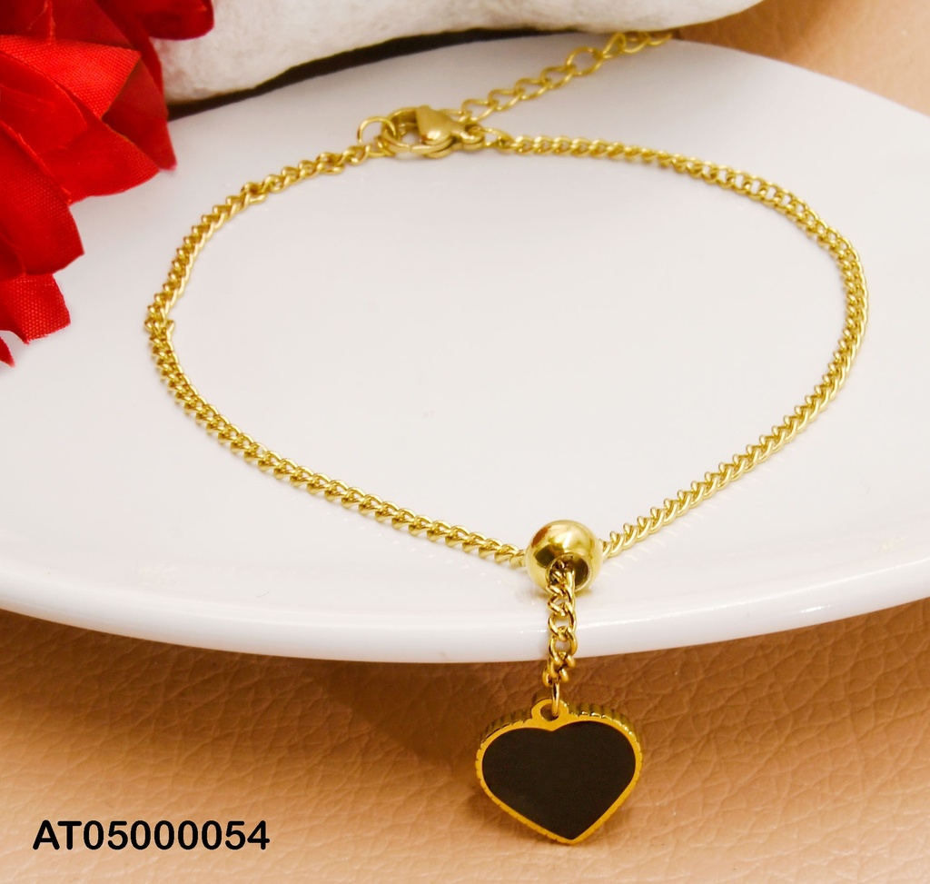 TOBILLERA COLGANTE CORAZÓN NEGRO