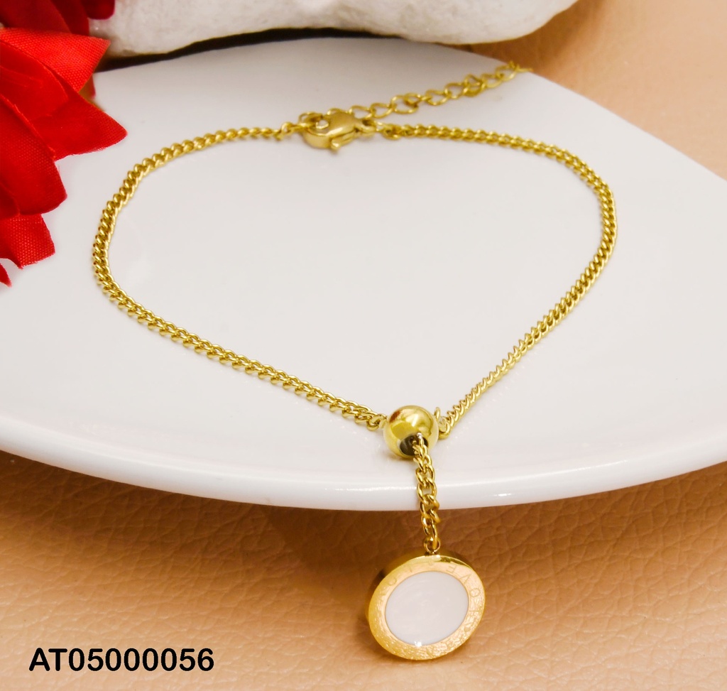 TOBILLERA COLGANTE RD BLANCO BORDE DORADO "LOVE"