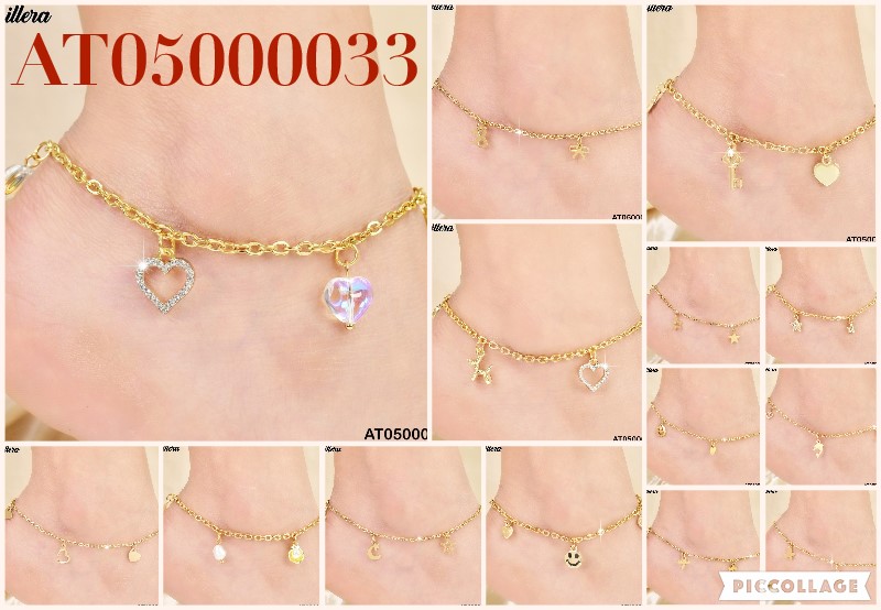 TOBILLERAS ACERO DISEÑOS VARIADOS DORADAS 012W9999-100