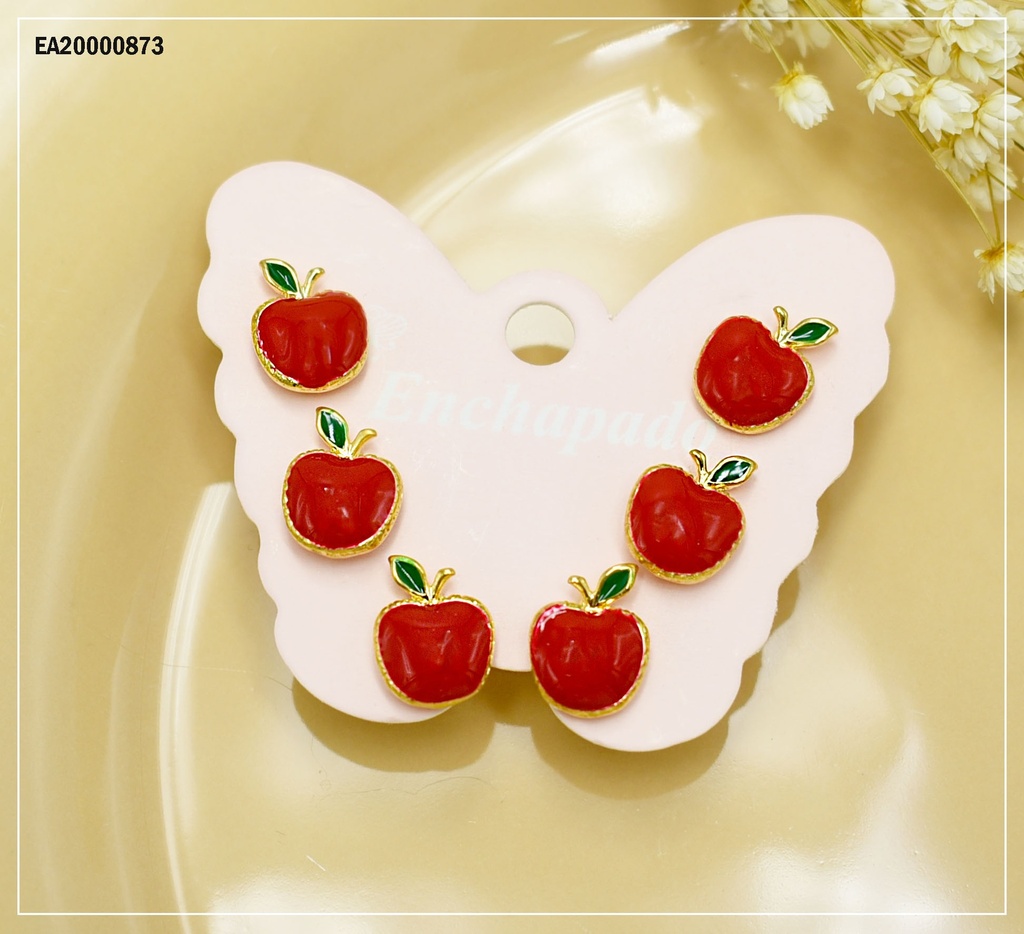 TRÍO ARETES CARTÓN MARIPOSA MANZANAS