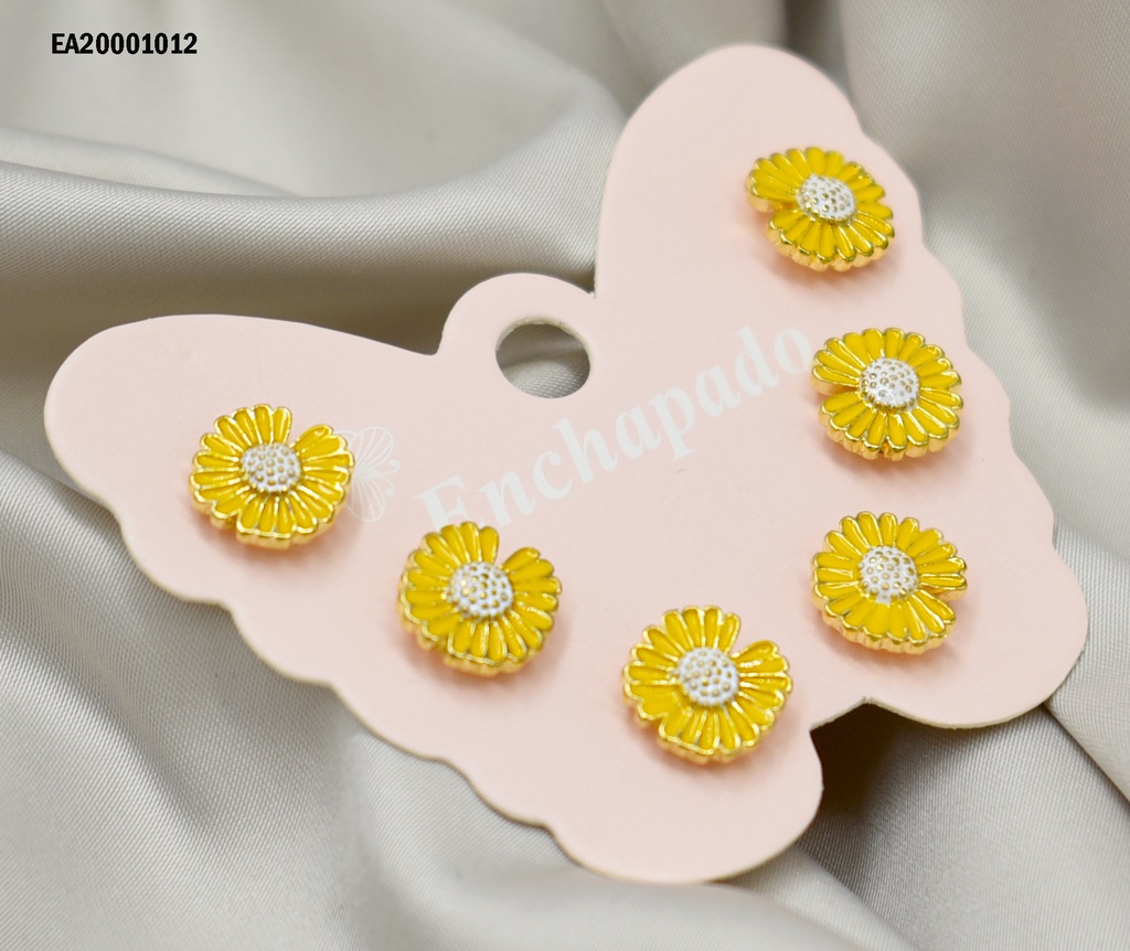 TRÍO ARETES FLOR AMARILLA CARTÓN MARIPOSA (P.E.NOV2025)