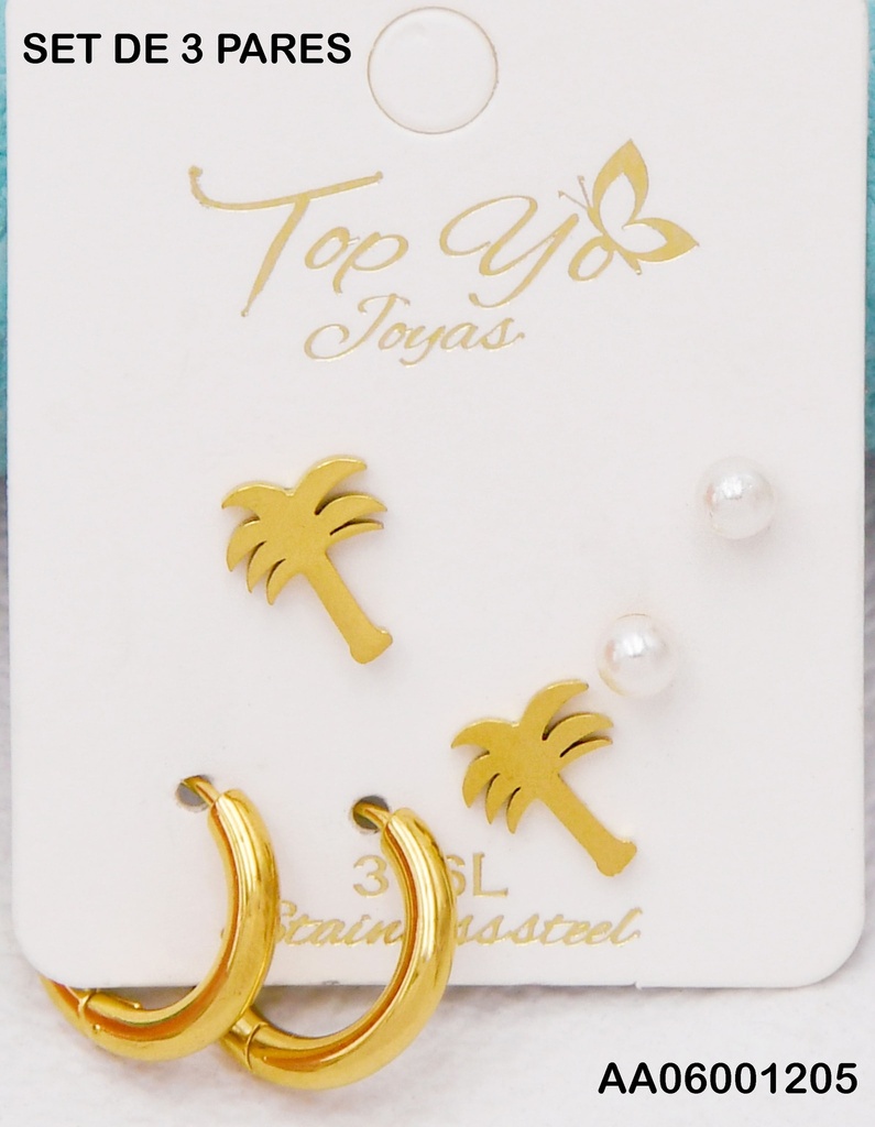 TRÍO ARETES PALMERA/PERLITA/ARGOLLITAS
