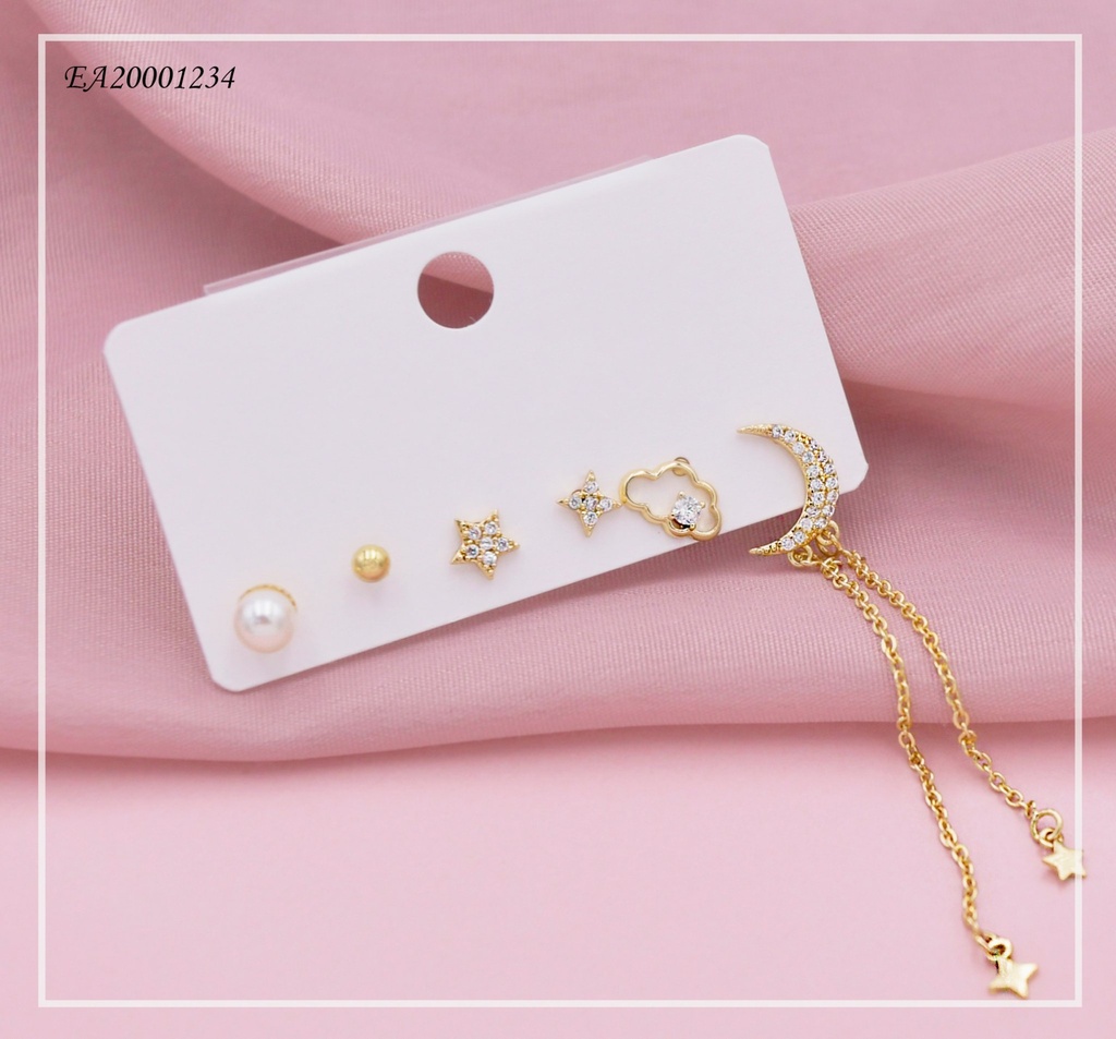 TRÍO ARETES PERLITAS/ESTRELLITA/LUNAS