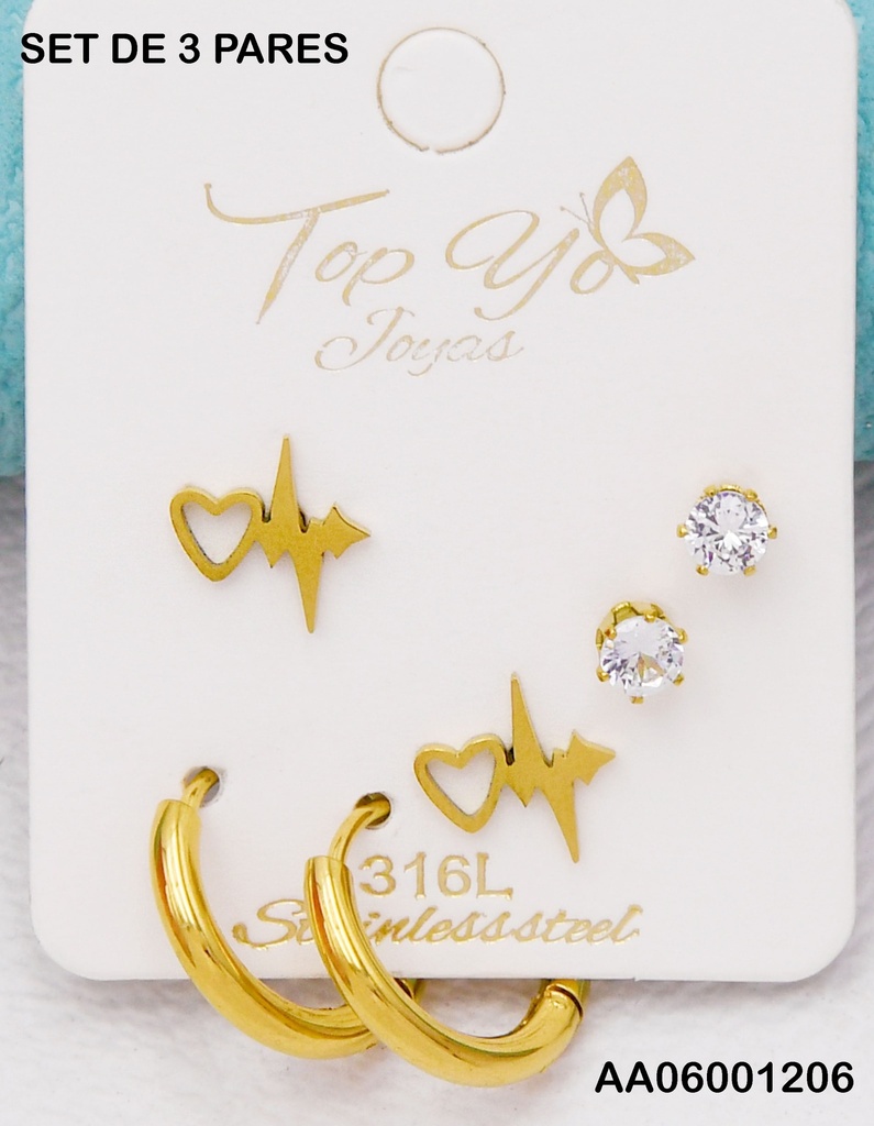 TRÍO ARETES PULSO💛/ZIRCONIAS/ARGOLLITAS