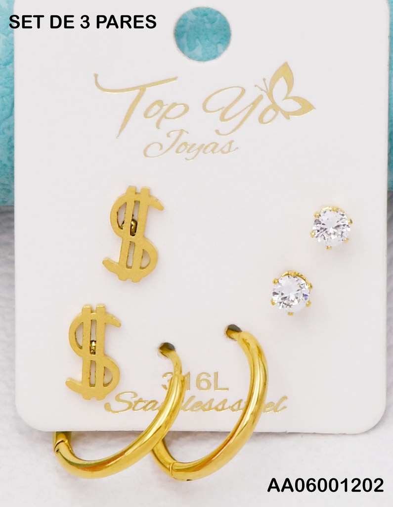 TRÍO ARETES SIGNO $/ZIRC/ARGOLLITAS