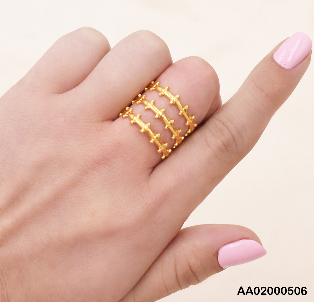 ANILLO TRES LÍNEAS ADORNOS VERTICAL