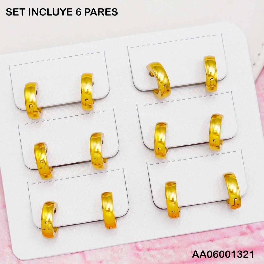 PAQUETE 6 PARES HUGGIES DORADOS LISOS PEQUEÑOS