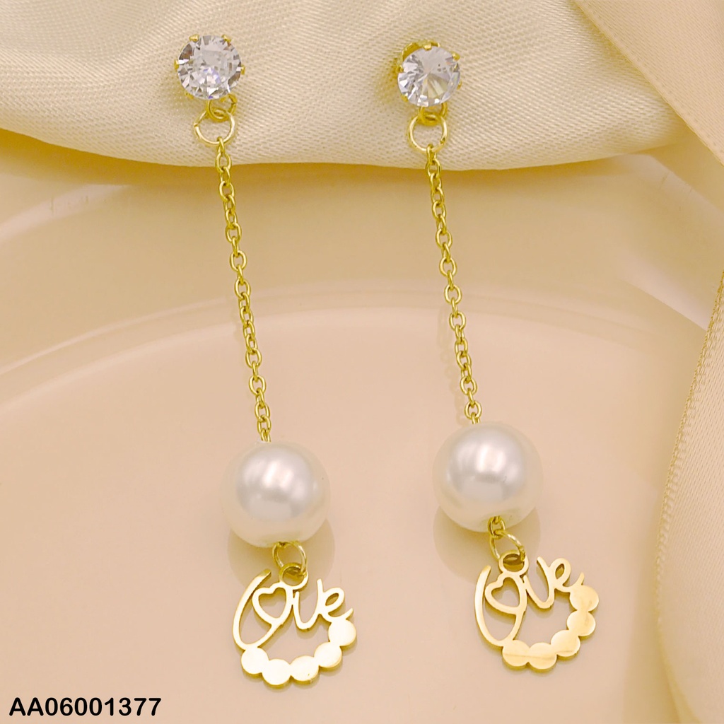 ARETES COLGAR PERLA/LOVE C/CORAZONES