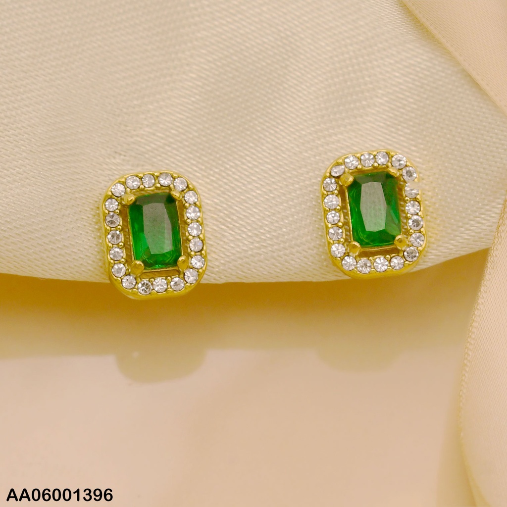 ARETES ZIRCONIA RECTÁN.VERDE ZIRCONIAS EN BORDE