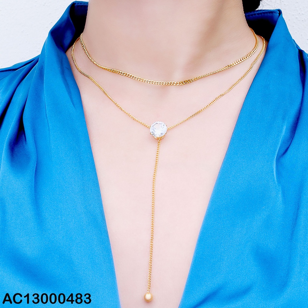 CADENA DOBLE DIJE ZIRCONIA RD C/COLGANTE ESFERA