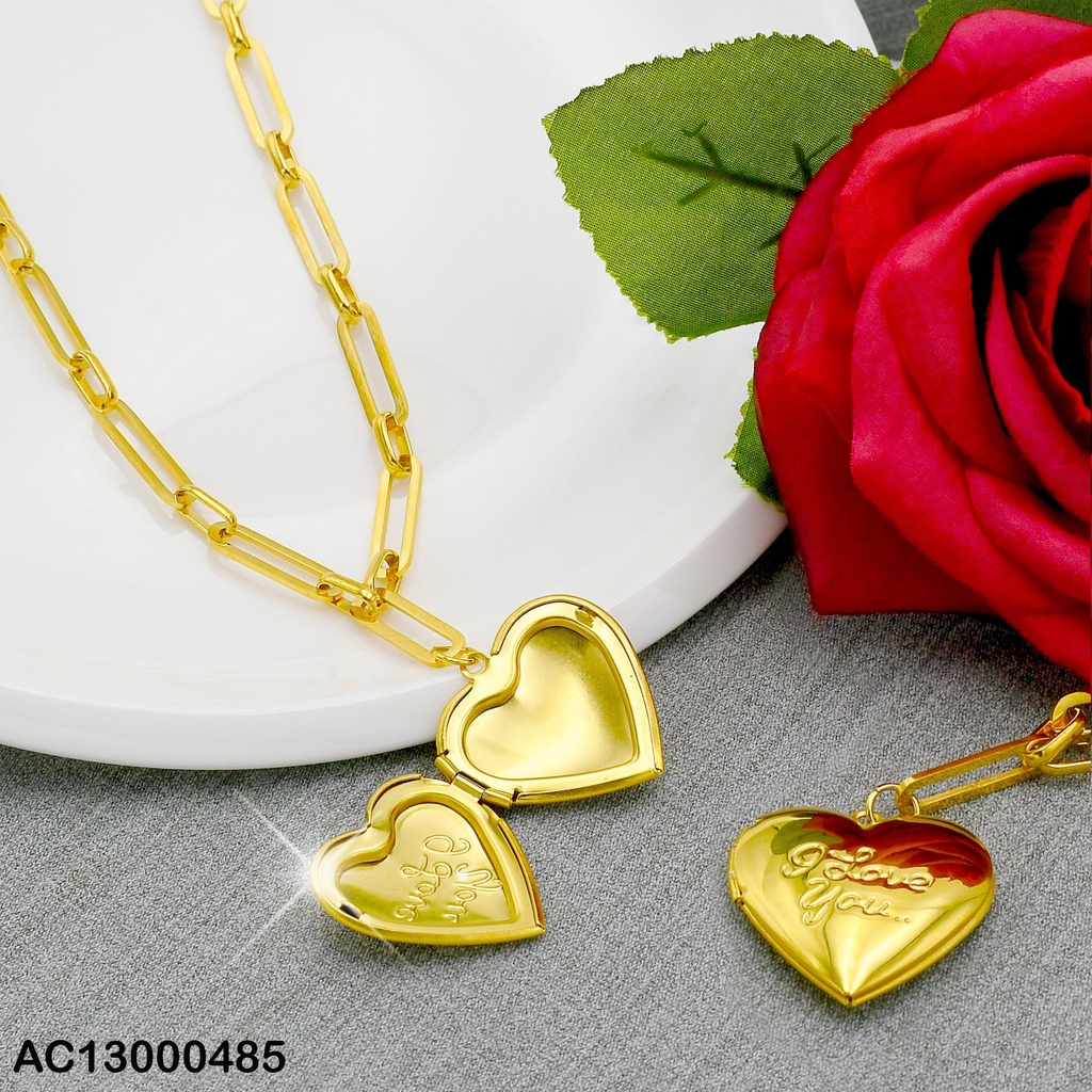 CADENA ESLABONES ALARGADOS DIJE CORAZÓN RELICARIO