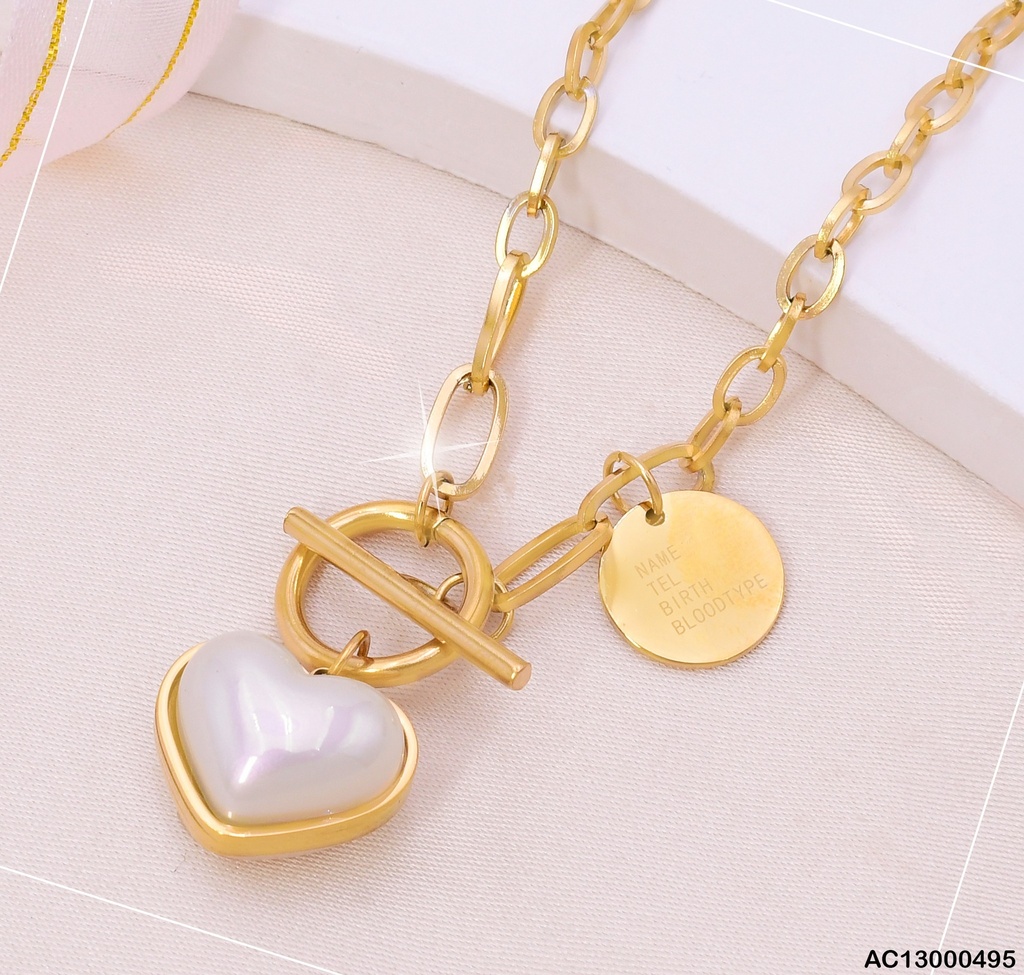 CADENA ESTILO TIFFANY CORAZÓN INFLADO BLANCO