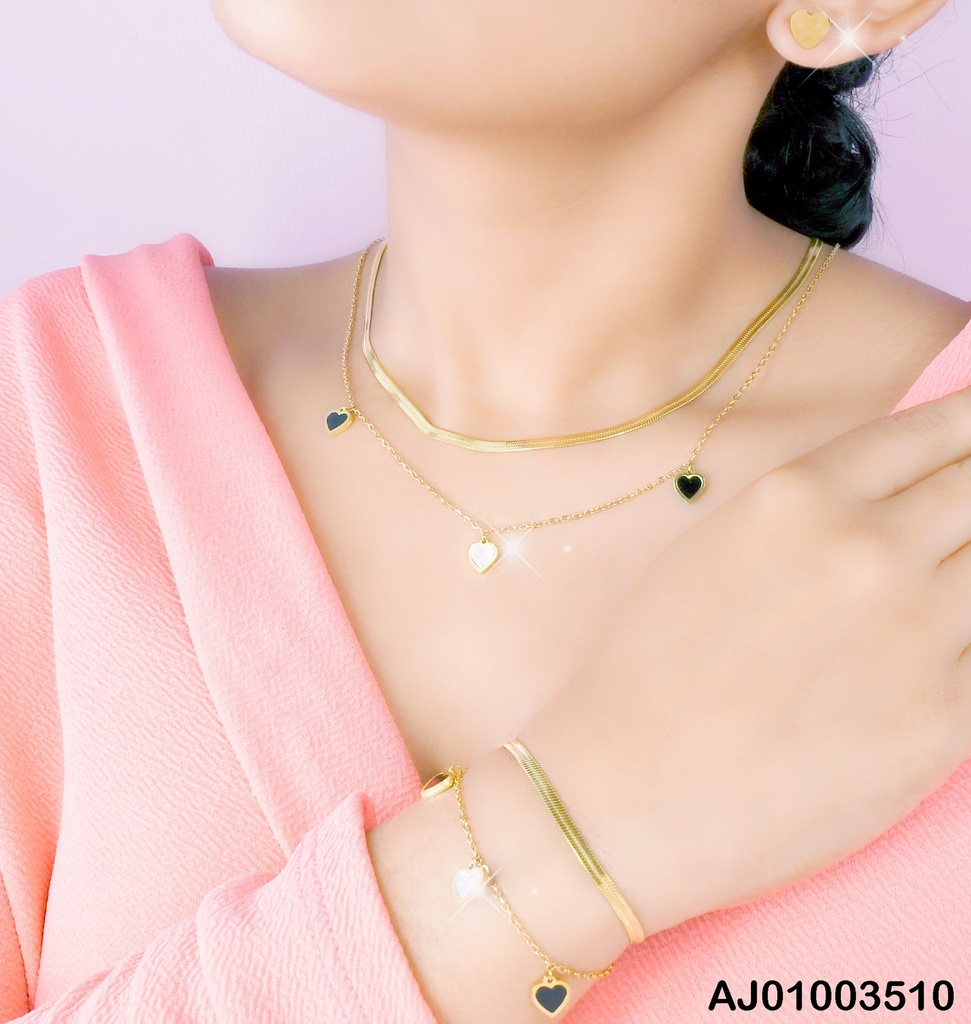 JUEGO CORAZONES 💛🤍🖤DOBLE CAD.PLANA/TRAD