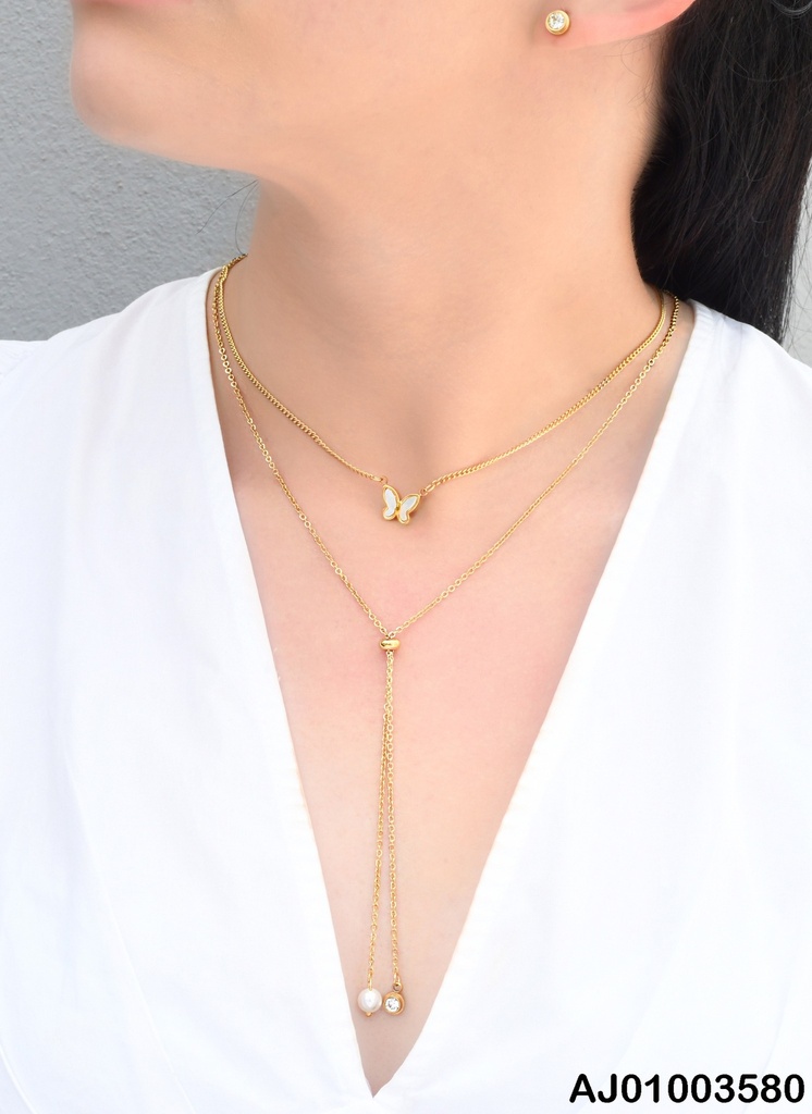 JUEGO ARETES ZIRC.RD COLGANTES:MARIPOSA/PERLA/ZIRC