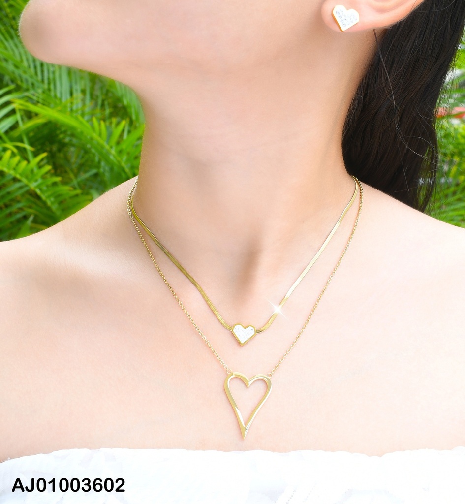 JUEGO DOBLE CAD.CORAZONES C/ZIRC.DIJE:CROQUI