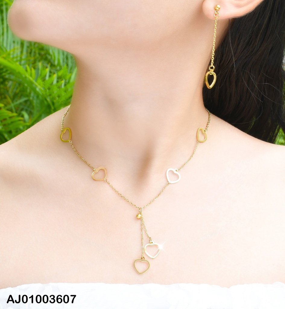 JUEGO CROQUIS CORAZONES ARETES COLGAR/CADENA COLGANTE